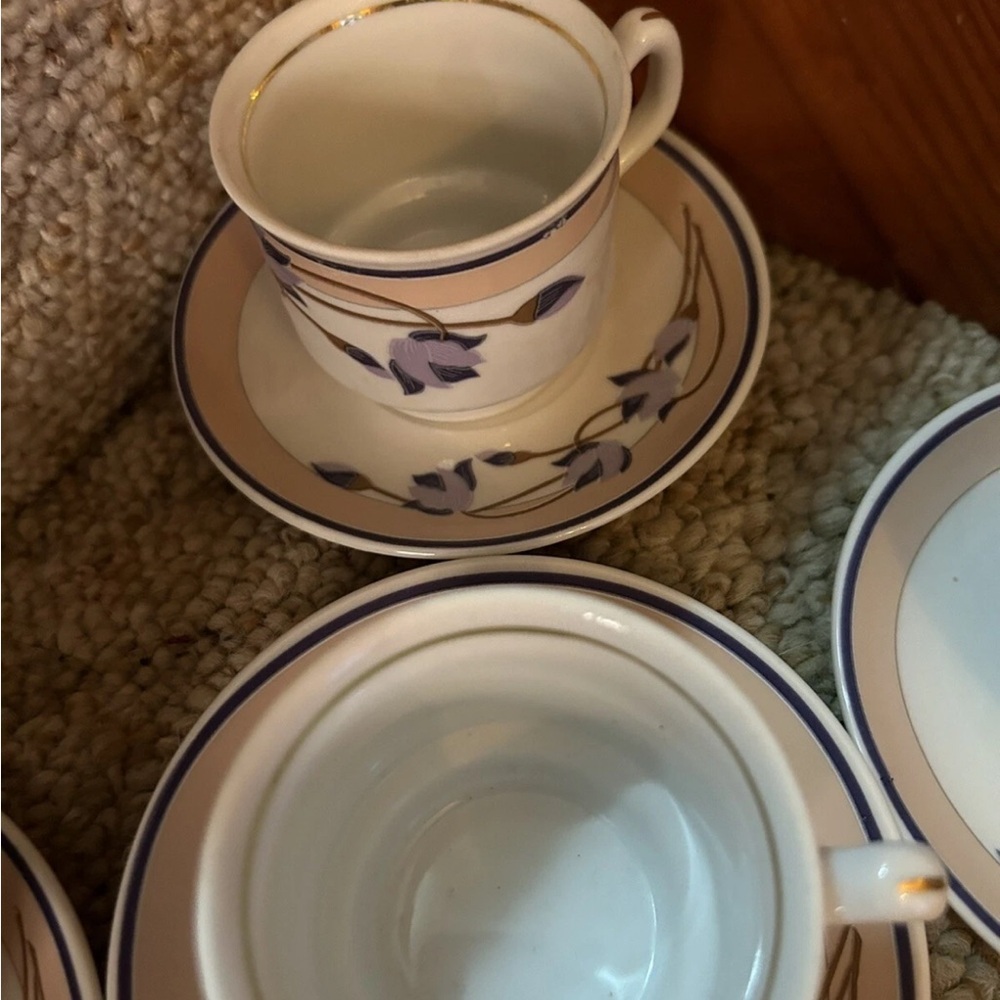 Fena Porzellan Elegant Purple & White Flowers Espresso Cup Set/6 - Picture 8 of 12